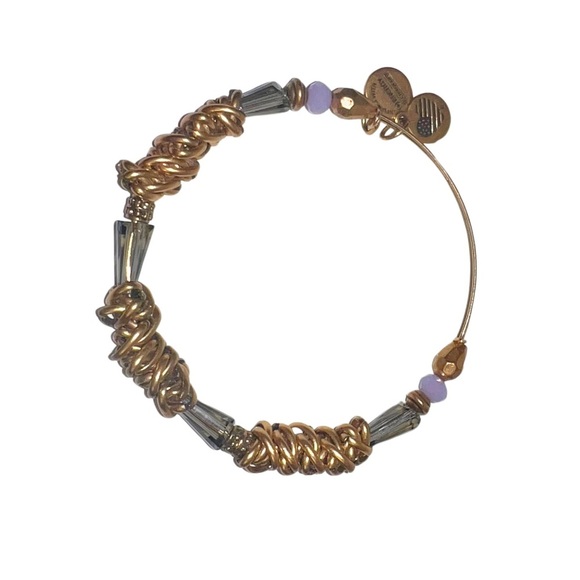 Alex and Ani Twisted Metal Bracelet Crystal Beading - Picture 1 of 5